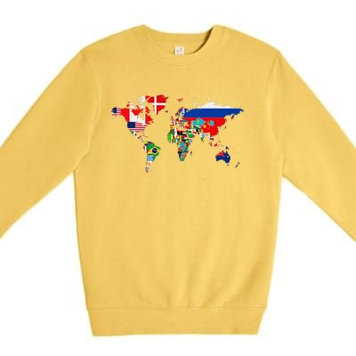 International World Flags  Flags World Map Premium Crewneck Sweatshirt