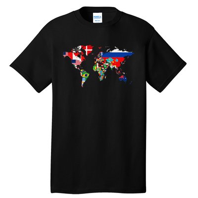 International World Flags  Flags World Map Tall T-Shirt