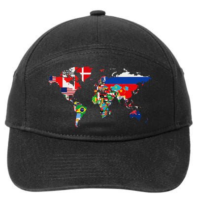 International World Flags  Flags World Map 7-Panel Snapback Hat