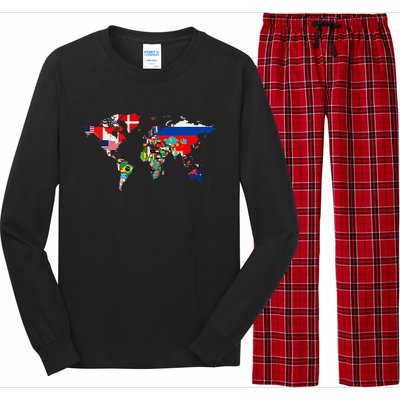 International World Flags  Flags World Map Long Sleeve Pajama Set