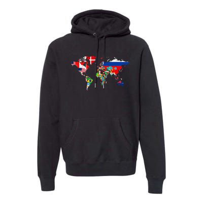 International World Flags  Flags World Map Premium Hoodie