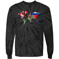 International World Flags  Flags World Map Tie-Dye Long Sleeve Shirt