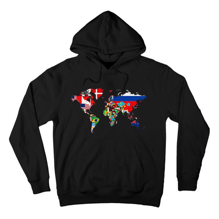 International World Flags  Flags World Map Tall Hoodie