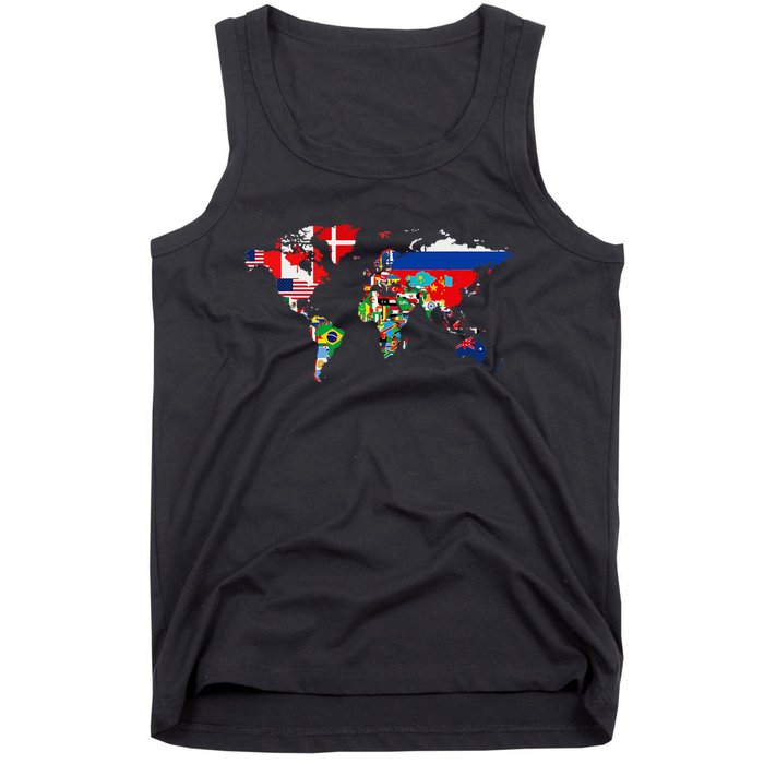 International World Flags  Flags World Map Tank Top