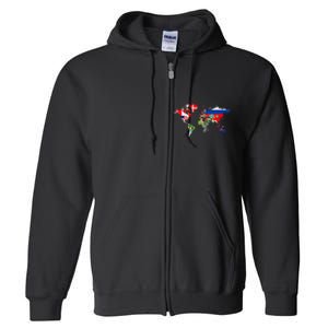 International World Flags  Flags World Map Full Zip Hoodie