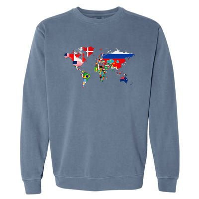 International World Flags  Flags World Map Garment-Dyed Sweatshirt