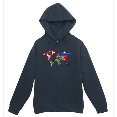 International World Flags  Flags World Map Urban Pullover Hoodie