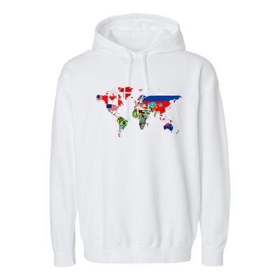 International World Flags  Flags World Map Garment-Dyed Fleece Hoodie