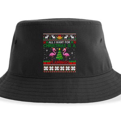I Want For Christmas Is A Flamingo Merry Xmas Ugly Sweater Gift Sustainable Bucket Hat