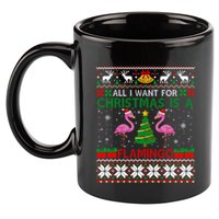 I Want For Christmas Is A Flamingo Merry Xmas Ugly Sweater Gift 11oz C Handle Ceramic Mug