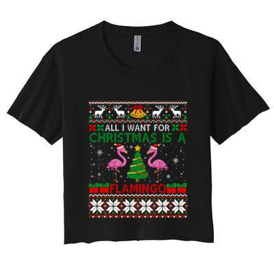 I Want For Christmas Is A Flamingo Merry Xmas Ugly Sweater Gift Crop Top