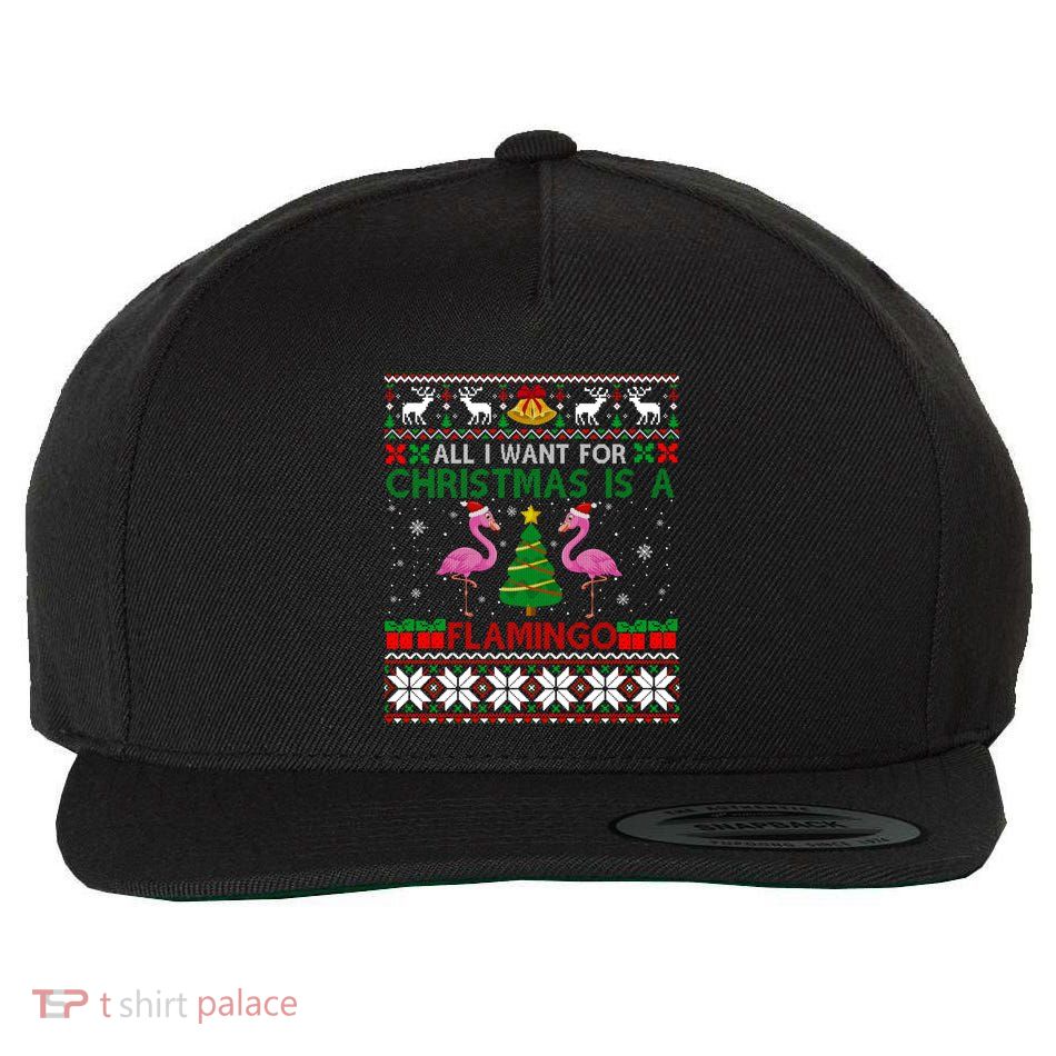I Want For Christmas Is A Flamingo Merry Xmas Ugly Sweater Gift Wool Snapback Cap