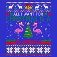 I Want For Christmas Is A Flamingo Merry Xmas Ugly Sweater Gift Button