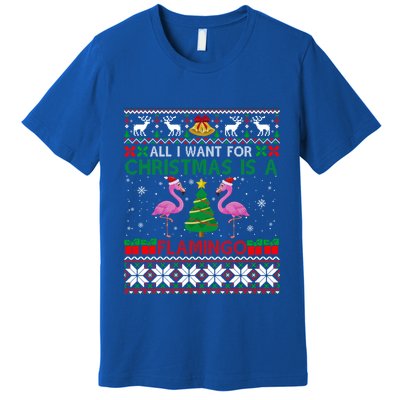 I Want For Christmas Is A Flamingo Merry Xmas Ugly Sweater Gift Premium T-Shirt