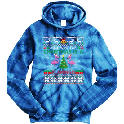 I Want For Christmas Is A Flamingo Merry Xmas Ugly Sweater Gift Tie Dye Hoodie