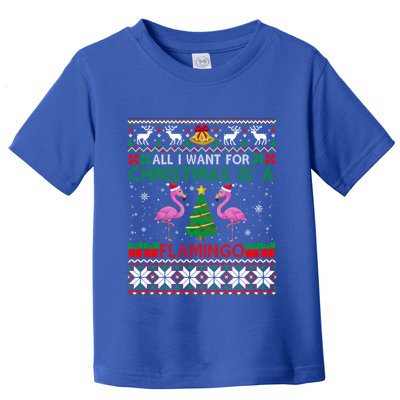 I Want For Christmas Is A Flamingo Merry Xmas Ugly Sweater Gift Toddler T-Shirt