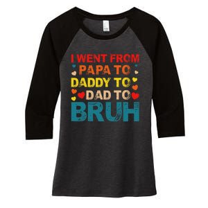 I Went From Papa To Daddy To Dad To Bruh Women's Tri-Blend 3/4-Sleeve Raglan Shirt