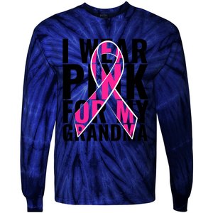 I Wear For My Grandma Breast Cancer Awareness 2024 Tie-Dye Long Sleeve Shirt