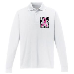 I Wear For My Grandma Breast Cancer Awareness 2024 Performance Long Sleeve Polo