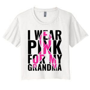 I Wear For My Grandma Breast Cancer Awareness 2024 Women's Crop Top Tee