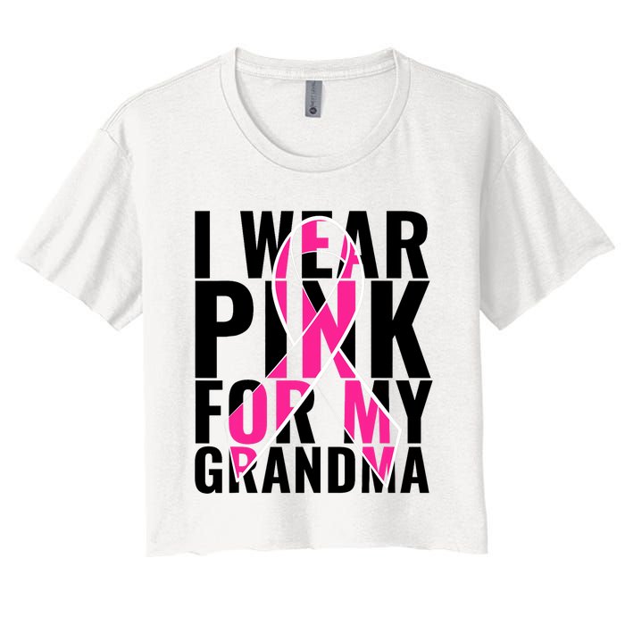 I Wear For My Grandma Breast Cancer Awareness 2024 Women's Crop Top Tee