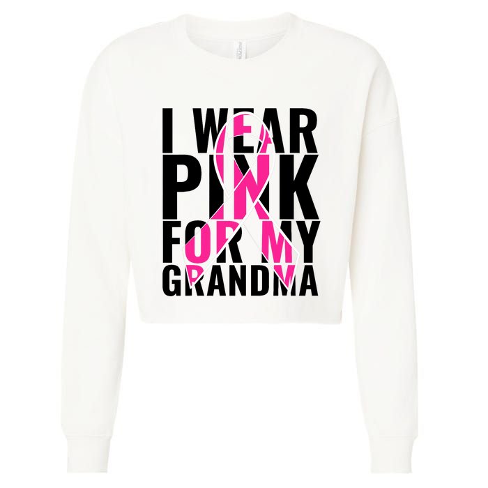 I Wear For My Grandma Breast Cancer Awareness 2024 Cropped Pullover Crew