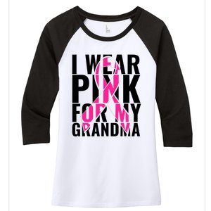 I Wear For My Grandma Breast Cancer Awareness 2024 Women's Tri-Blend 3/4-Sleeve Raglan Shirt