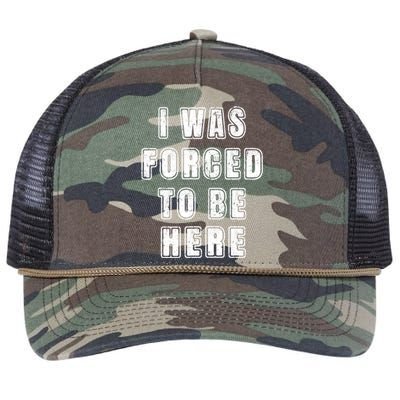 I Was Forced To Be Here Funny Jokes Sarcastic Retro Rope Trucker Hat Cap