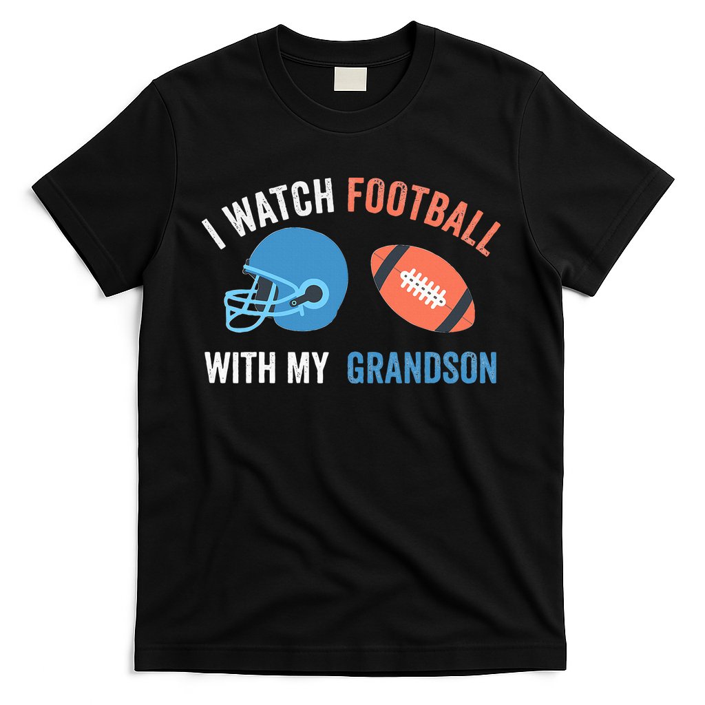I Watch Football With Grandson Vintage Football Lover Sports T-Shirt