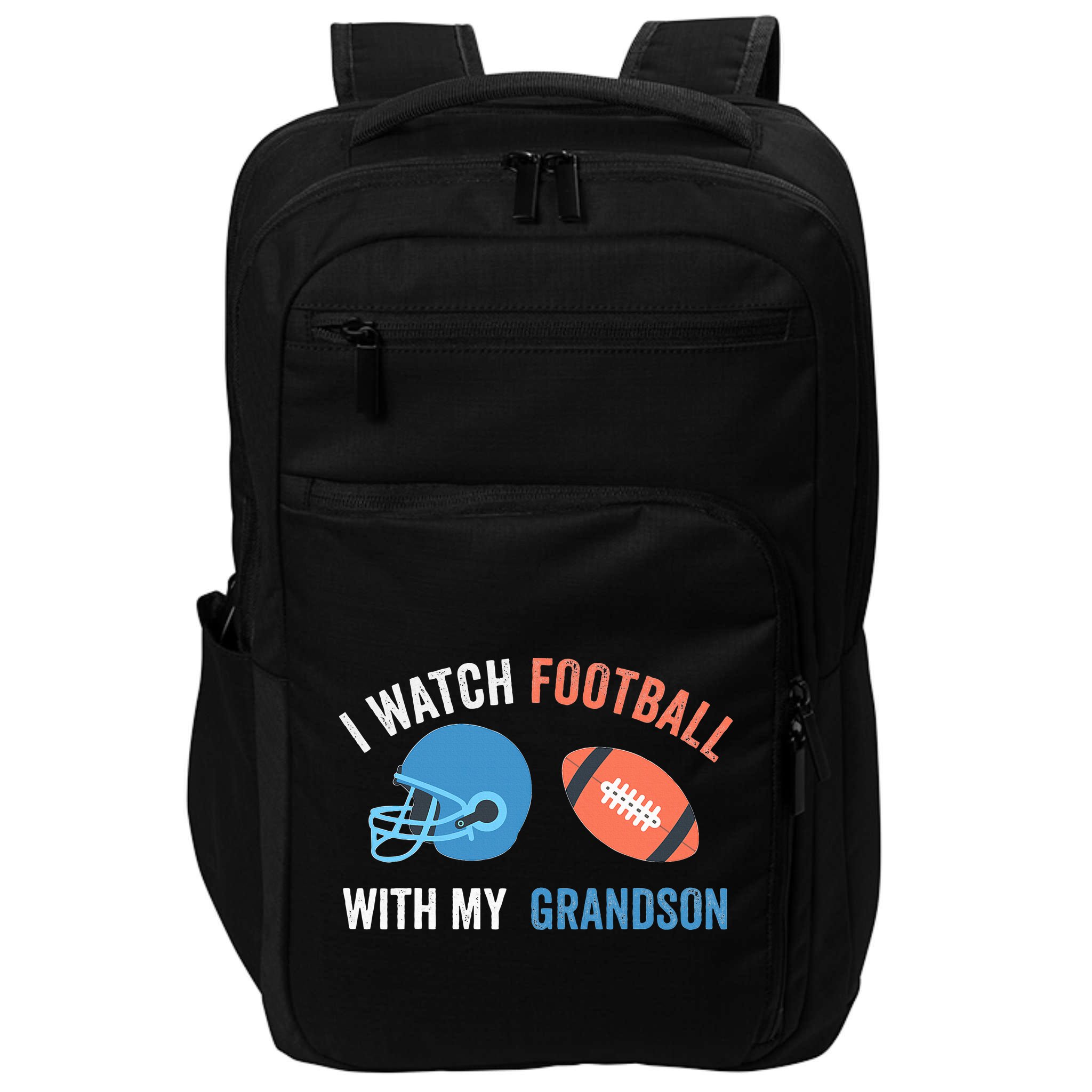 I Watch Football With Grandson Vintage Football Lover Sports Impact Tech Backpack
