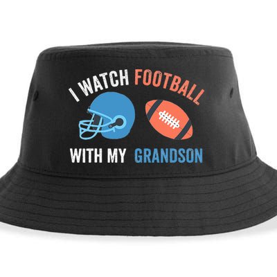 I Watch Football With Grandson Vintage Football Lover Sports Sustainable Bucket Hat