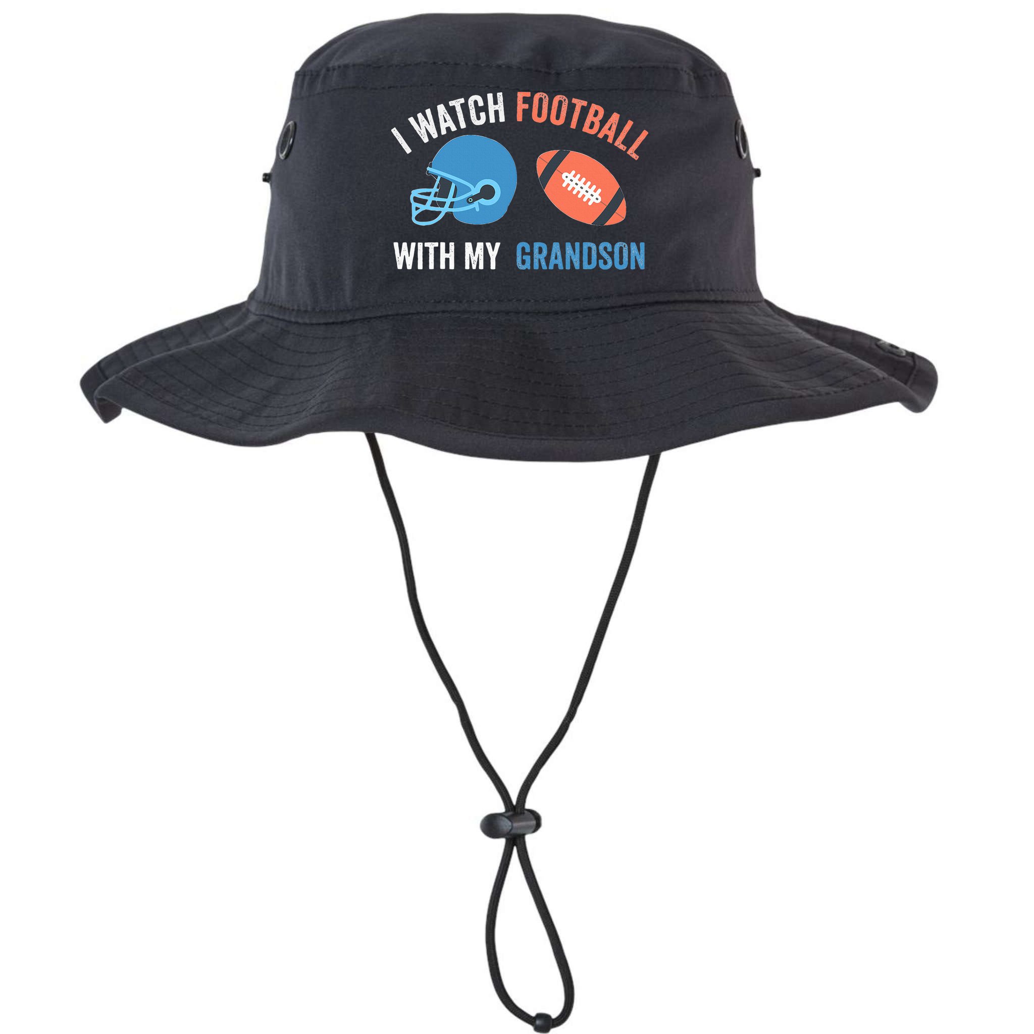 I Watch Football With Grandson Vintage Football Lover Sports Bucket Hat