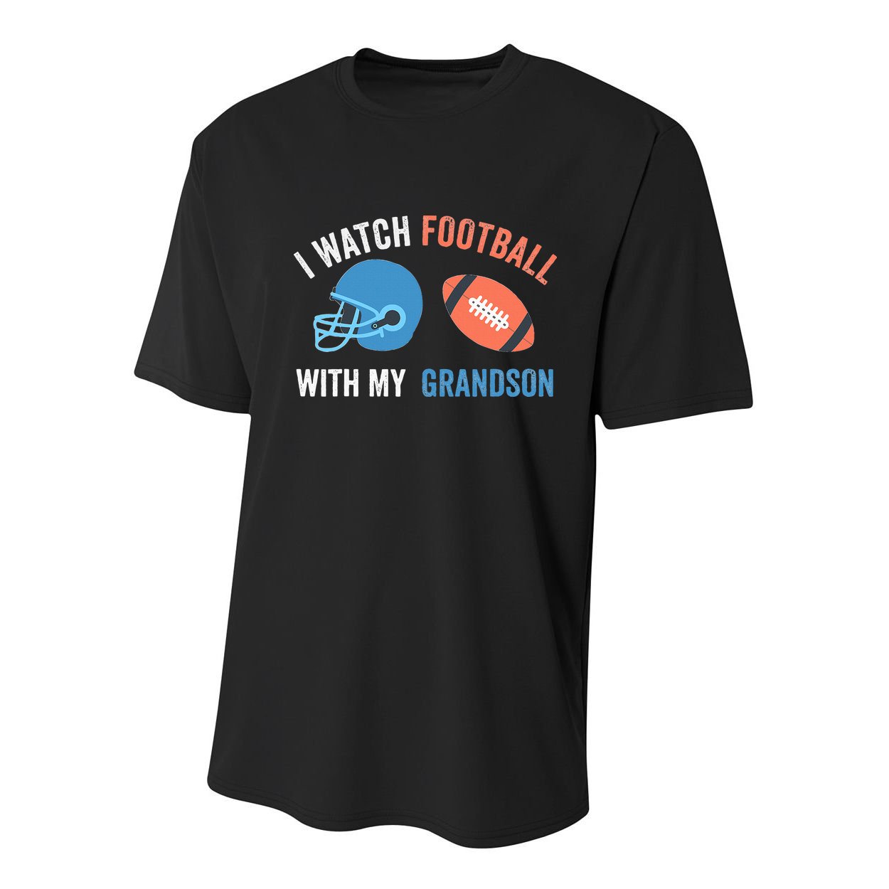 I Watch Football With Grandson Vintage Football Lover Sports Youth Performance Sprint T-Shirt