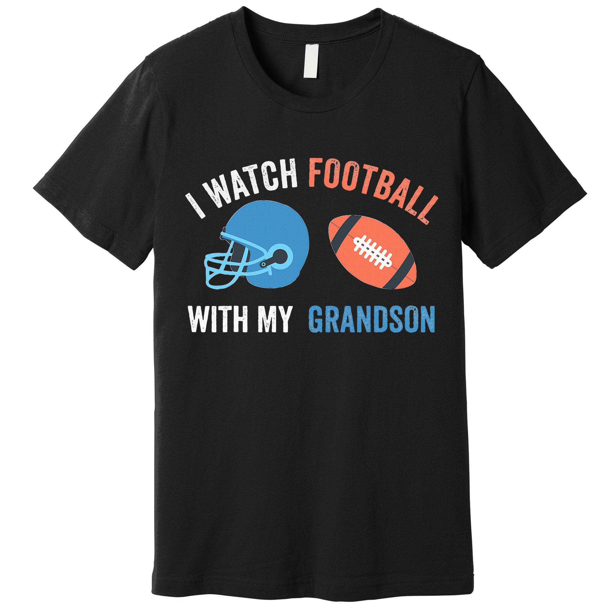 I Watch Football With Grandson Vintage Football Lover Sports Premium T-Shirt