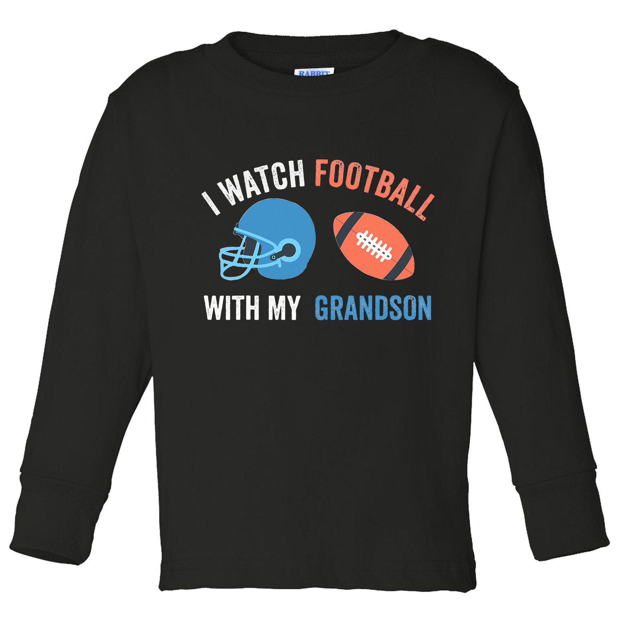 I Watch Football With Grandson Vintage Football Lover Sports Toddler Long Sleeve Shirt