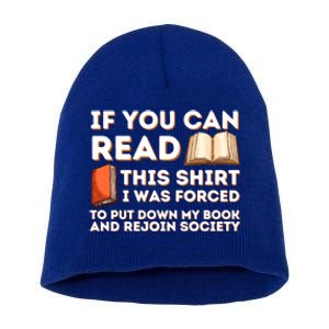 I Was Forced To Put My Book Down Funny Reading Bookworm Gift Short Acrylic Beanie