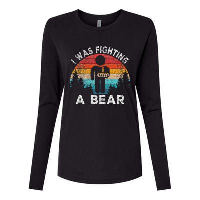 I Was Fighting A Bear Get Well Soon Broken Arm Surgery Retro Womens Cotton Relaxed Long Sleeve T-Shirt