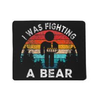 I Was Fighting A Bear Get Well Soon Broken Arm Surgery Retro Mousepad