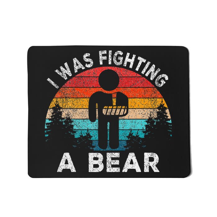 I Was Fighting A Bear Get Well Soon Broken Arm Surgery Retro Mousepad