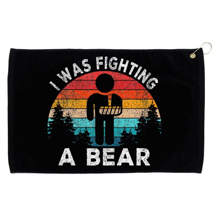 I Was Fighting A Bear Get Well Soon Broken Arm Surgery Retro Grommeted Golf Towel