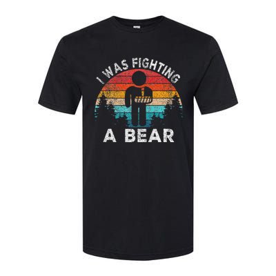 I Was Fighting A Bear Get Well Soon Broken Arm Surgery Retro Softstyle CVC T-Shirt