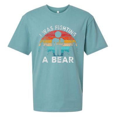 I Was Fighting A Bear Get Well Soon Broken Arm Surgery Retro Sueded Cloud Jersey T-Shirt