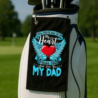 I Will Forever Hold You In My Heart I Miss And Love My Dad Cute Gift Golf Towel