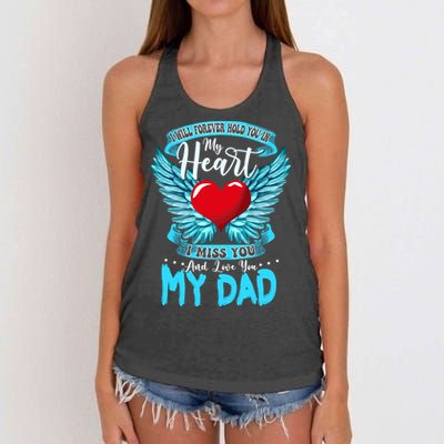 I Will Forever Hold You In My Heart I Miss And Love My Dad Cute Gift Women's Knotted Racerback Tank