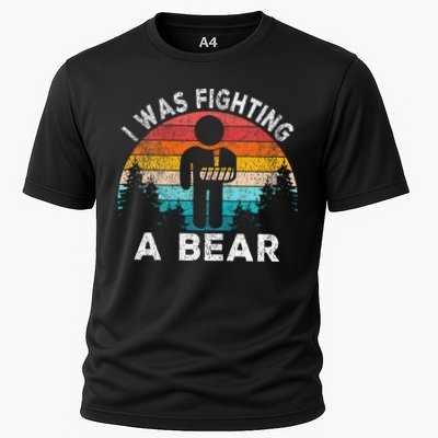 I Was Fighting A Bear Get Well Soon Broken Arm Surgery Retro Cooling Performance Crew T-Shirt