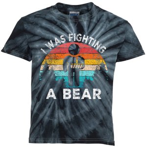 I Was Fighting A Bear Get Well Soon Broken Arm Surgery Retro Kids Tie-Dye T-Shirt