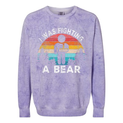 I Was Fighting A Bear Get Well Soon Broken Arm Surgery Retro Colorblast Crewneck Sweatshirt