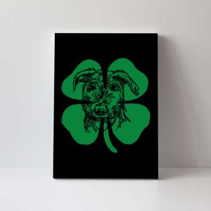 Irish Wolfhound Face Head Green Shamrock Saint Patrick's Day Canvas