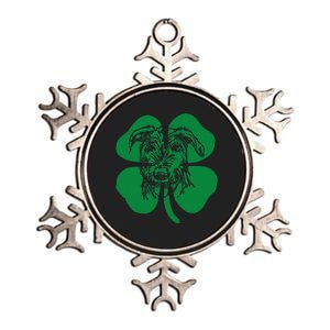 Irish Wolfhound Face Head Green Shamrock Saint Patrick's Day Metallic Star Ornament