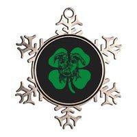 Irish Wolfhound Face Head Green Shamrock Saint Patrick's Day Metallic Star Ornament